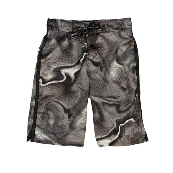 Nike Swim Shorts Mens S Small Black Grey Tie Dye Elastic Waist *NO LINER - Picture 1 of 11